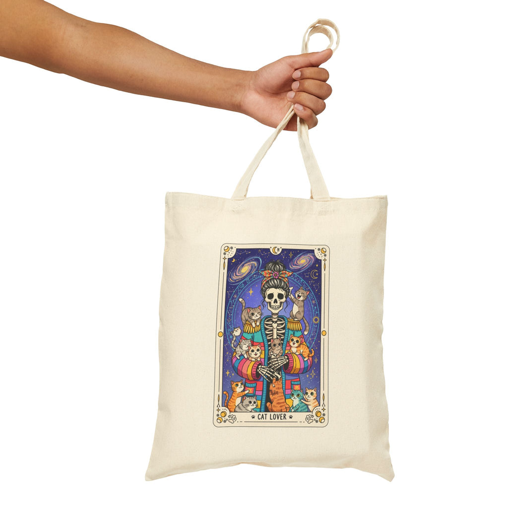 Skeleton Tarot Cat Lover Tote Bag | Cosmic Tarot Illustration - Addy Avenue
