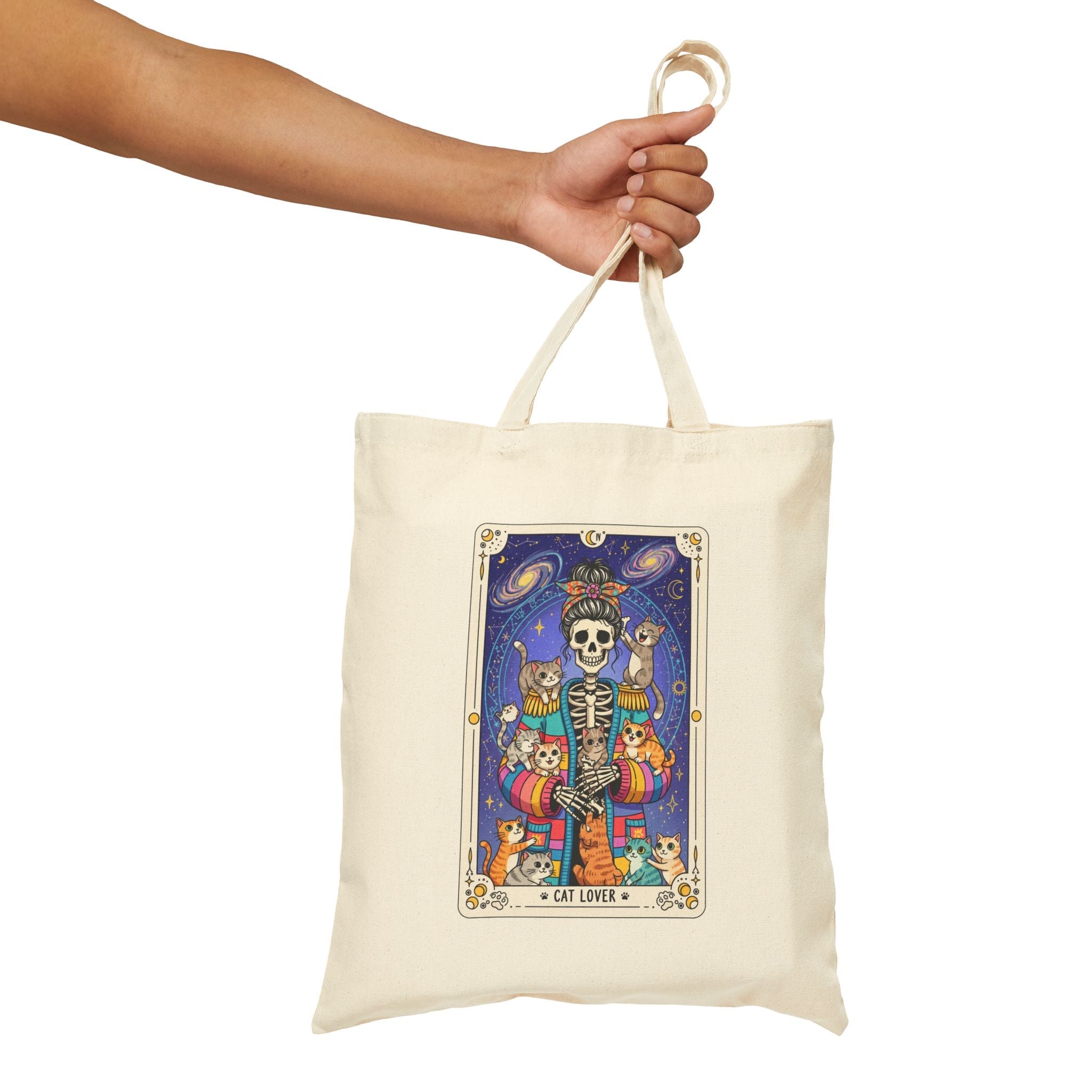 Skeleton Tarot Cat Lover Tote Bag | Cosmic Tarot Illustration - Addy Avenue