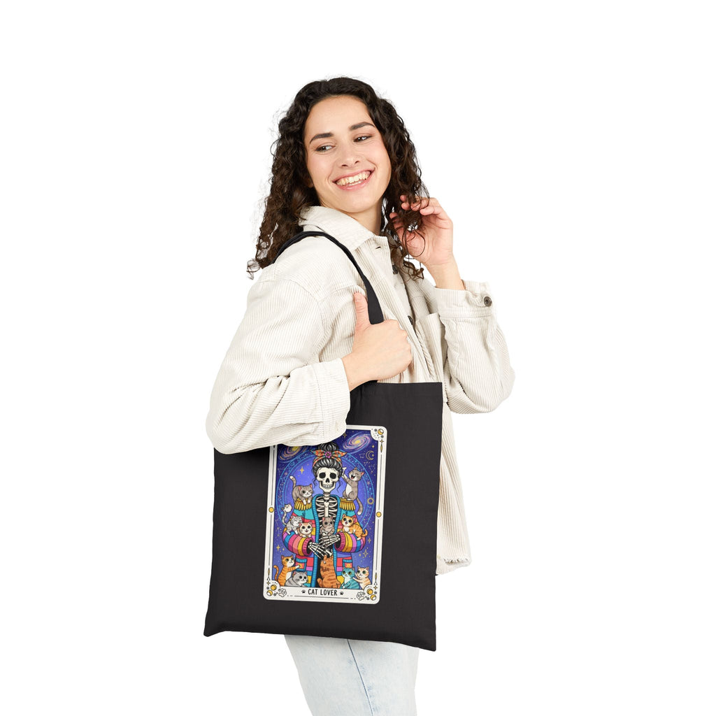 Skeleton Tarot Cat Lover Tote Bag | Cosmic Tarot Illustration - Addy Avenue