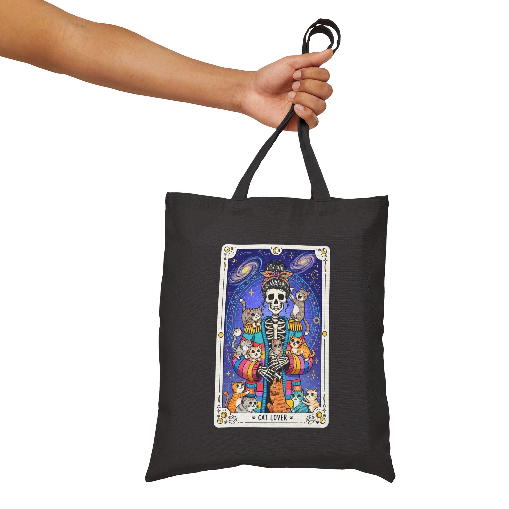 Skeleton Tarot Cat Lover Tote Bag | Cosmic Tarot Illustration - Addy Avenue