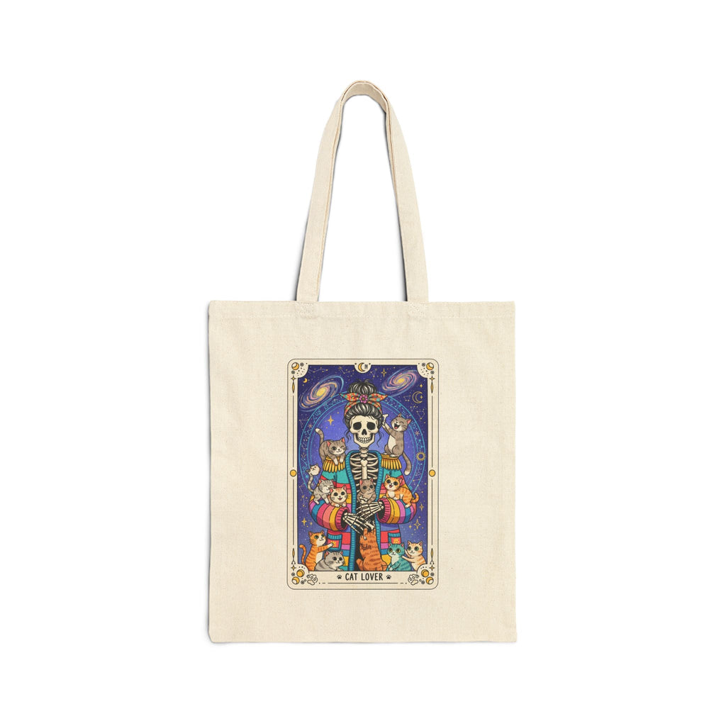 Skeleton Tarot Cat Lover Tote Bag | Cosmic Tarot Illustration - Addy Avenue