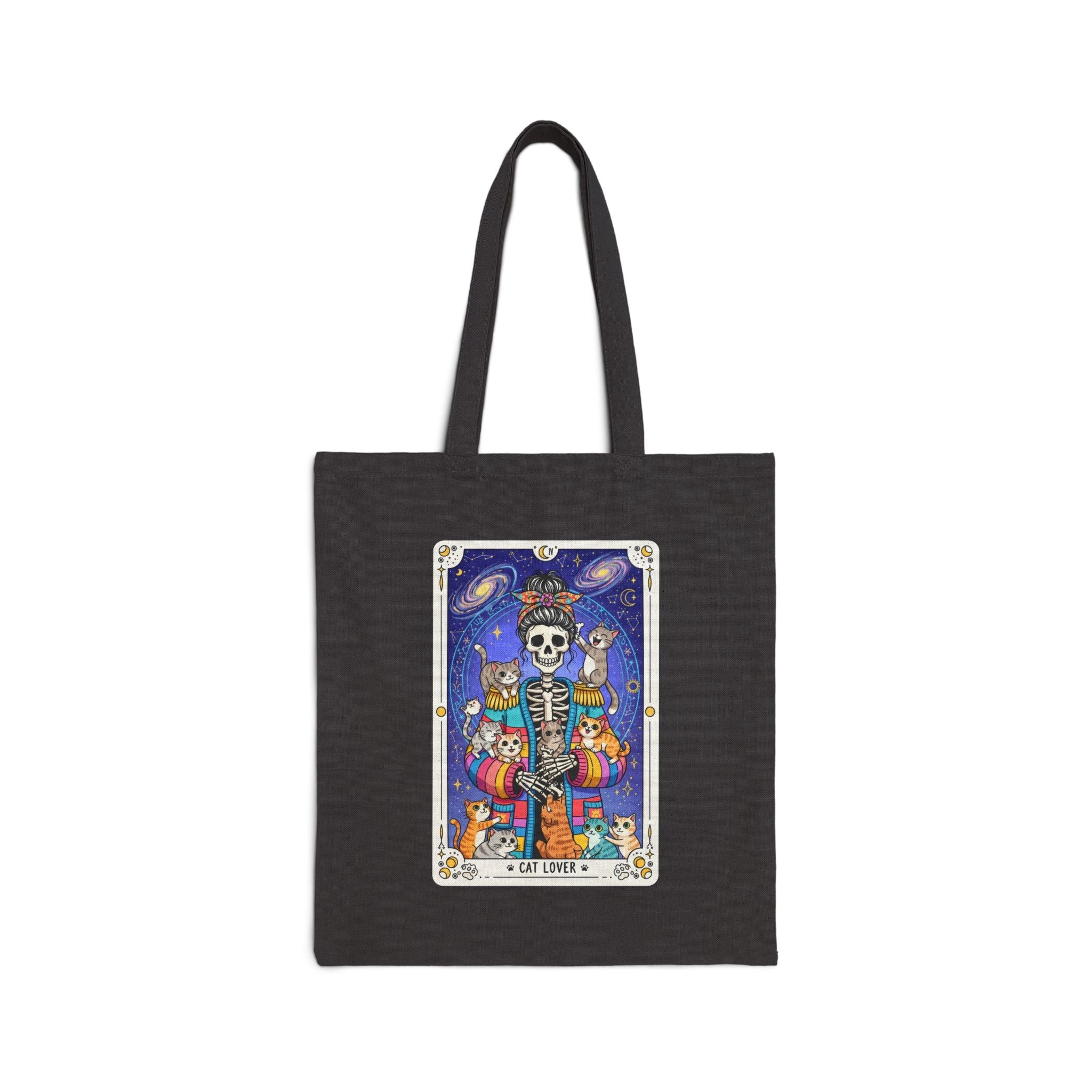 Skeleton Tarot Cat Lover Tote Bag | Cosmic Tarot Illustration - Addy Avenue