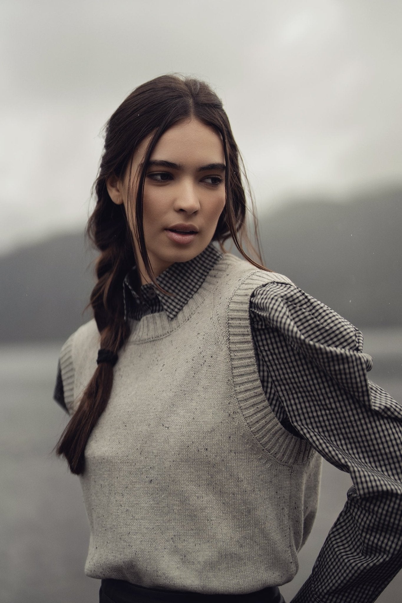 Speckled Crew Neck Vest - Ivory - Addy Avenue