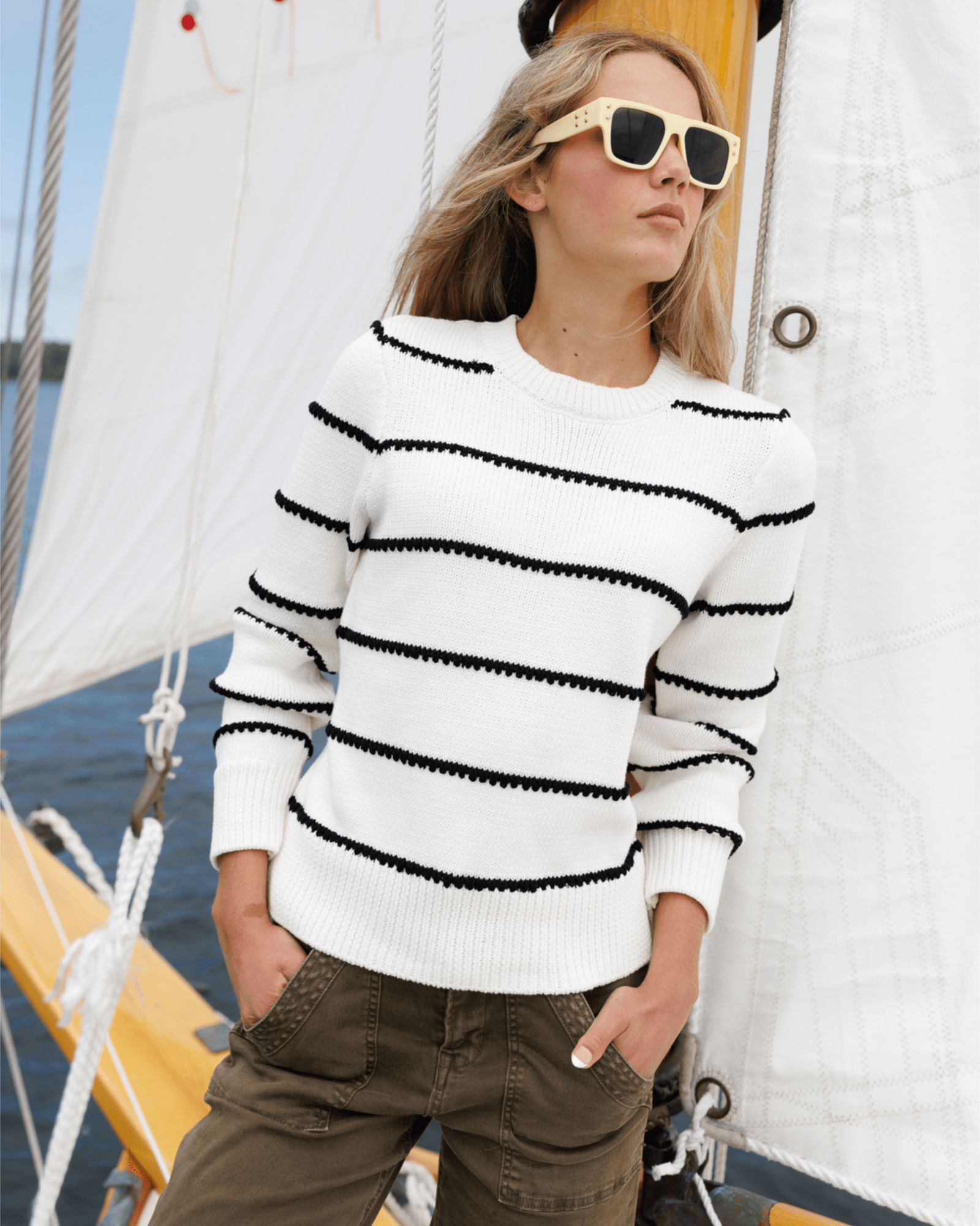 Stripe Stitch Crewneck Sweater - Addy Avenue