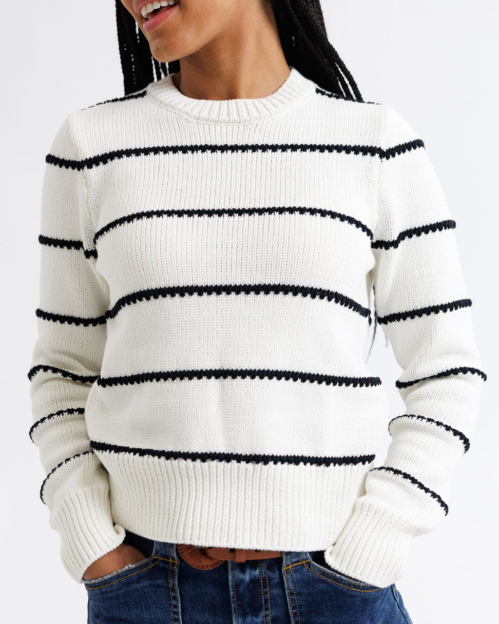 Stripe Stitch Crewneck Sweater - Addy Avenue