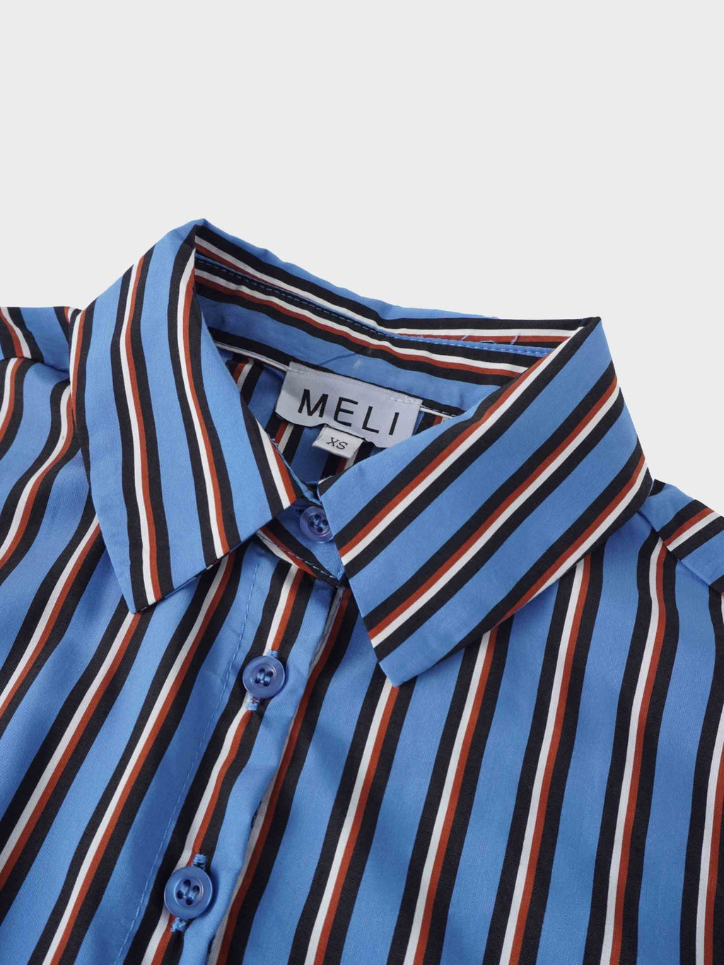 Striped Cotton Blouse - Blue Pinstripe - Addy Avenue