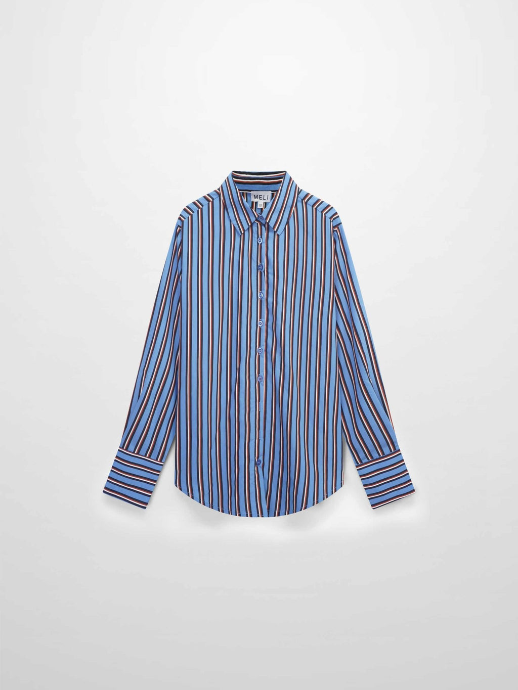 Striped Cotton Blouse - Blue Pinstripe - Addy Avenue