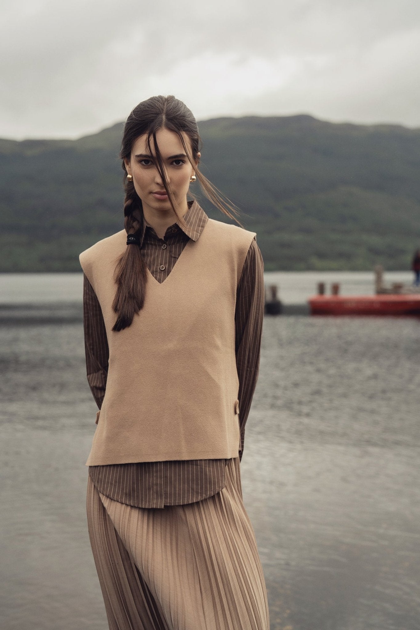 Striped Cotton Blouse - Brown Thin Stripe - Addy Avenue