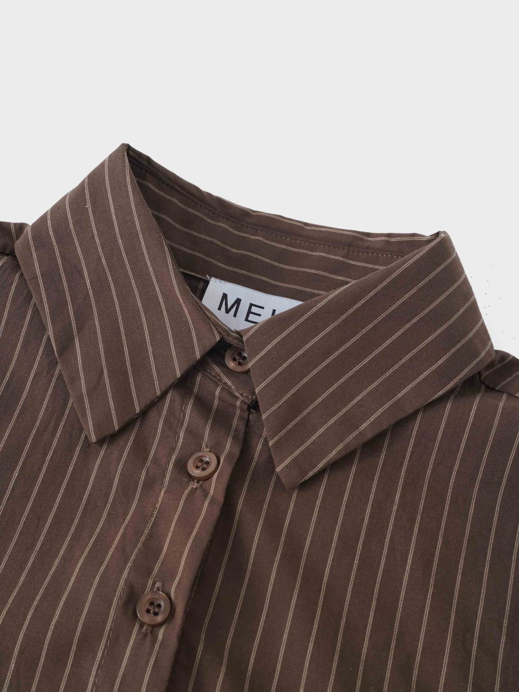 Striped Cotton Blouse - Brown Thin Stripe - Addy Avenue