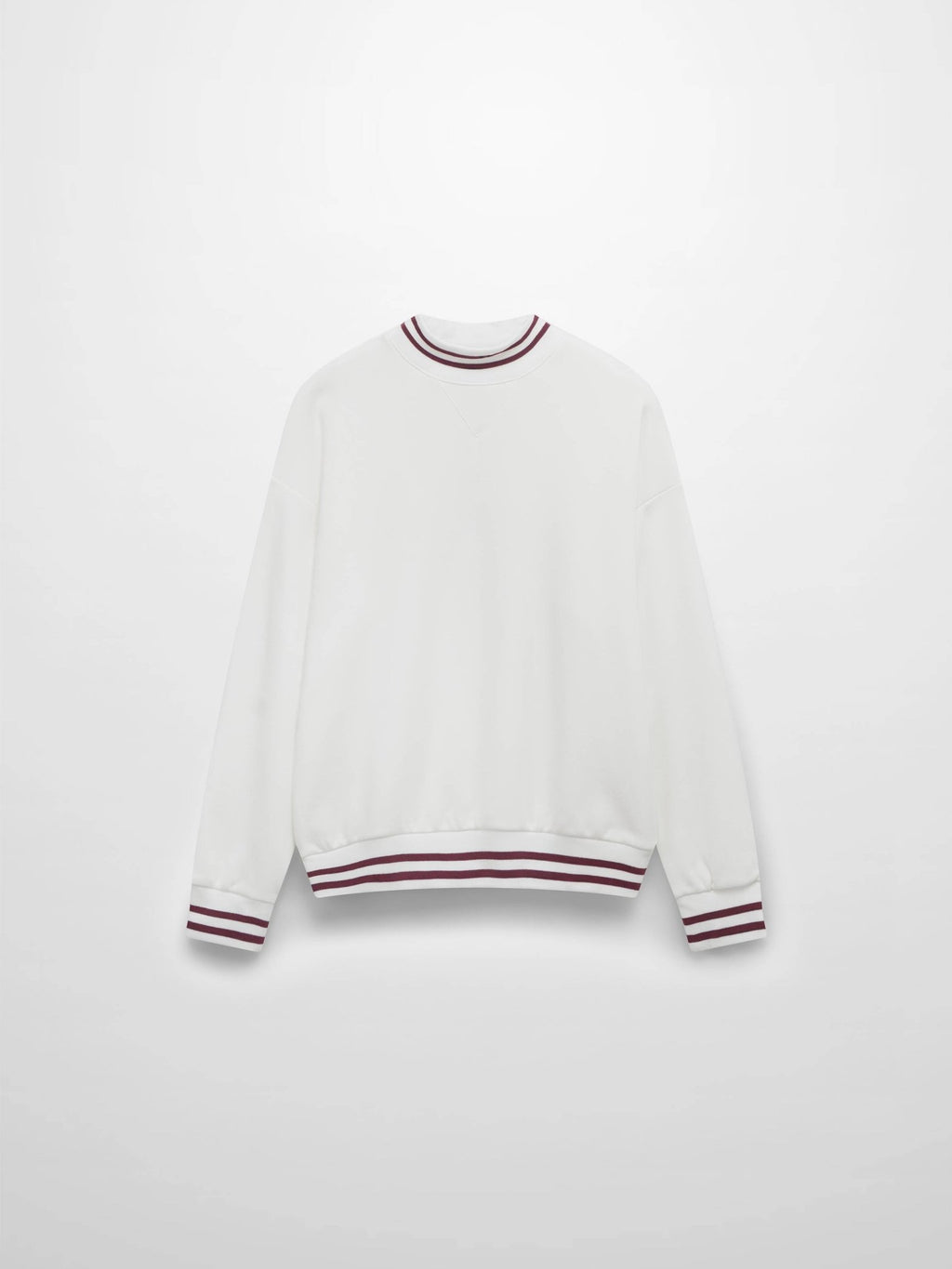 Striped High Neck Sweatshirt - White/Burgundy - Addy Avenue