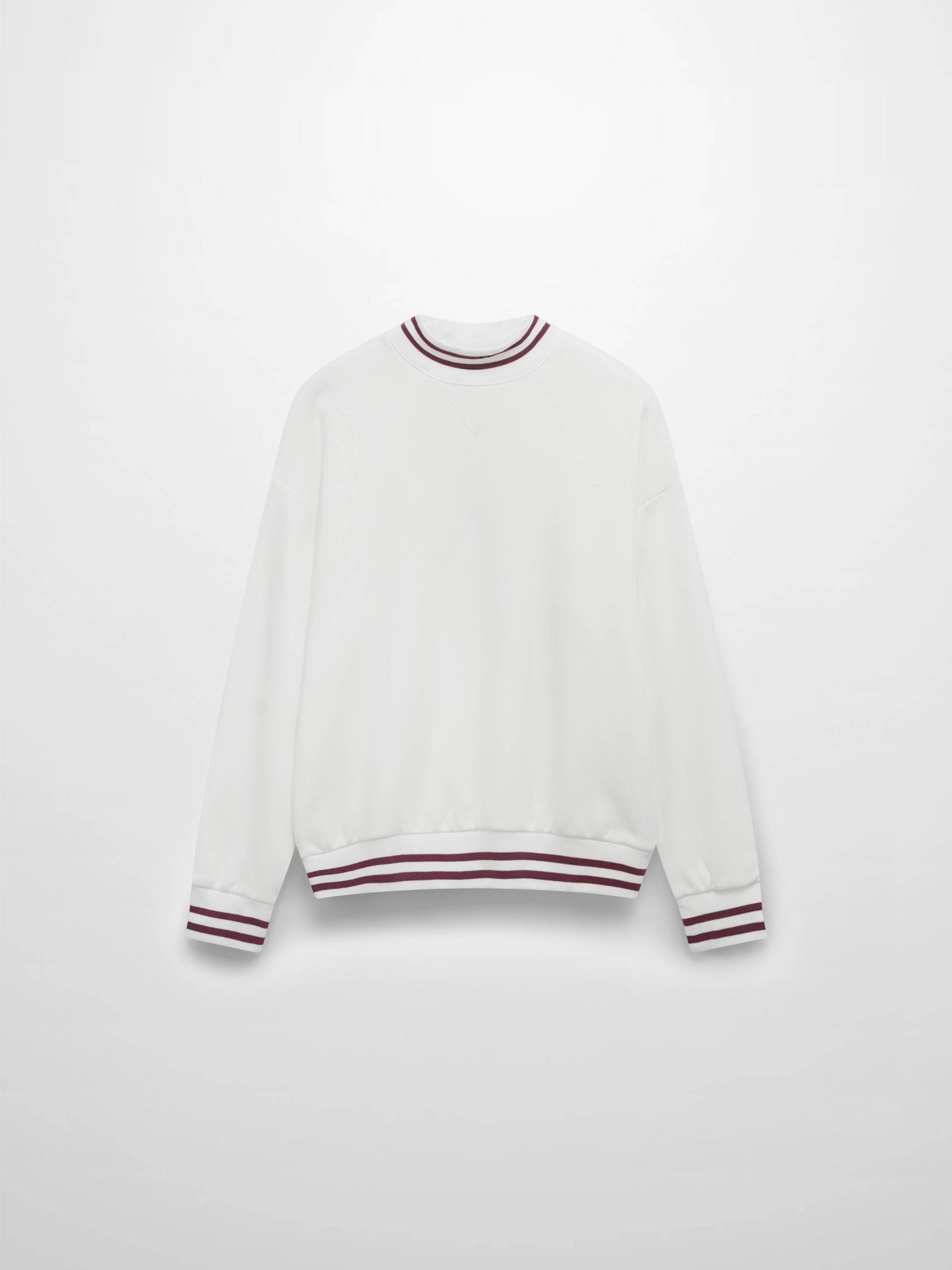 Striped High Neck Sweatshirt - White/Burgundy - Addy Avenue