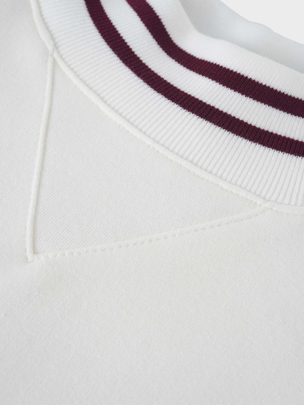 Striped High Neck Sweatshirt - White/Burgundy - Addy Avenue