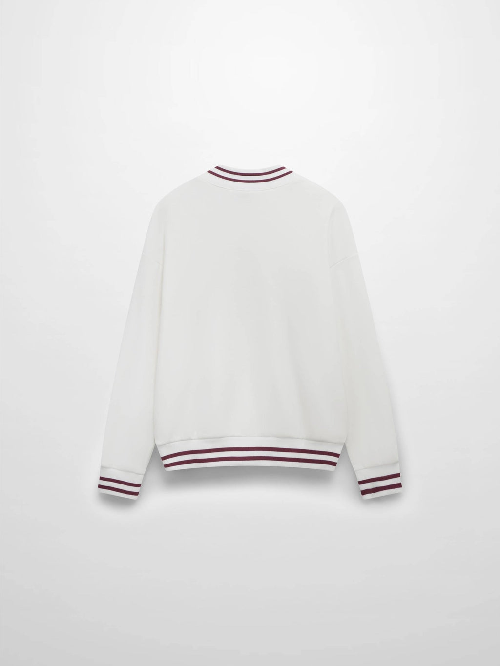 Striped High Neck Sweatshirt - White/Burgundy - Addy Avenue