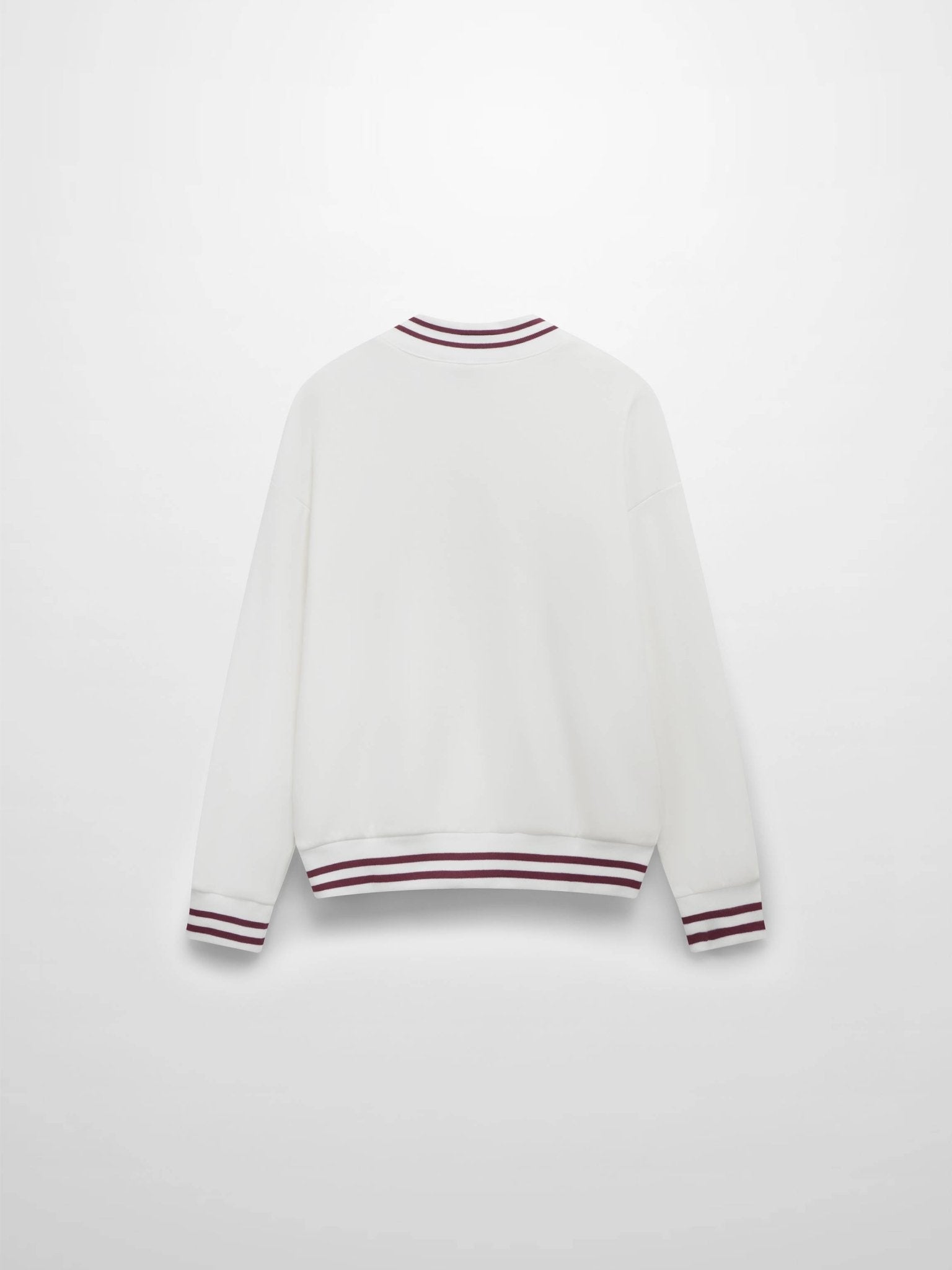 Striped High Neck Sweatshirt - White/Burgundy - Addy Avenue