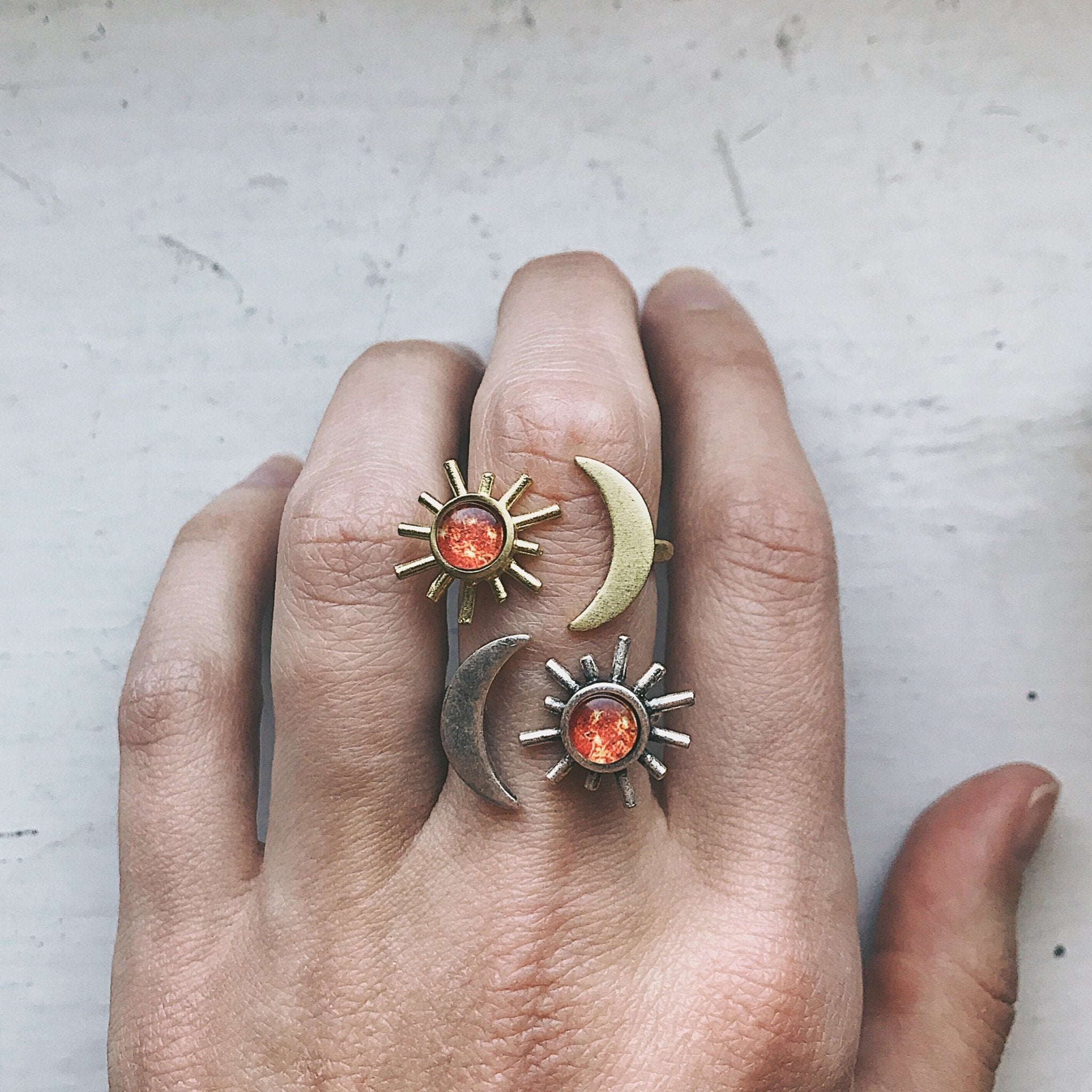 Sun and Moon Sculptural Statement Ring - Addy Avenue