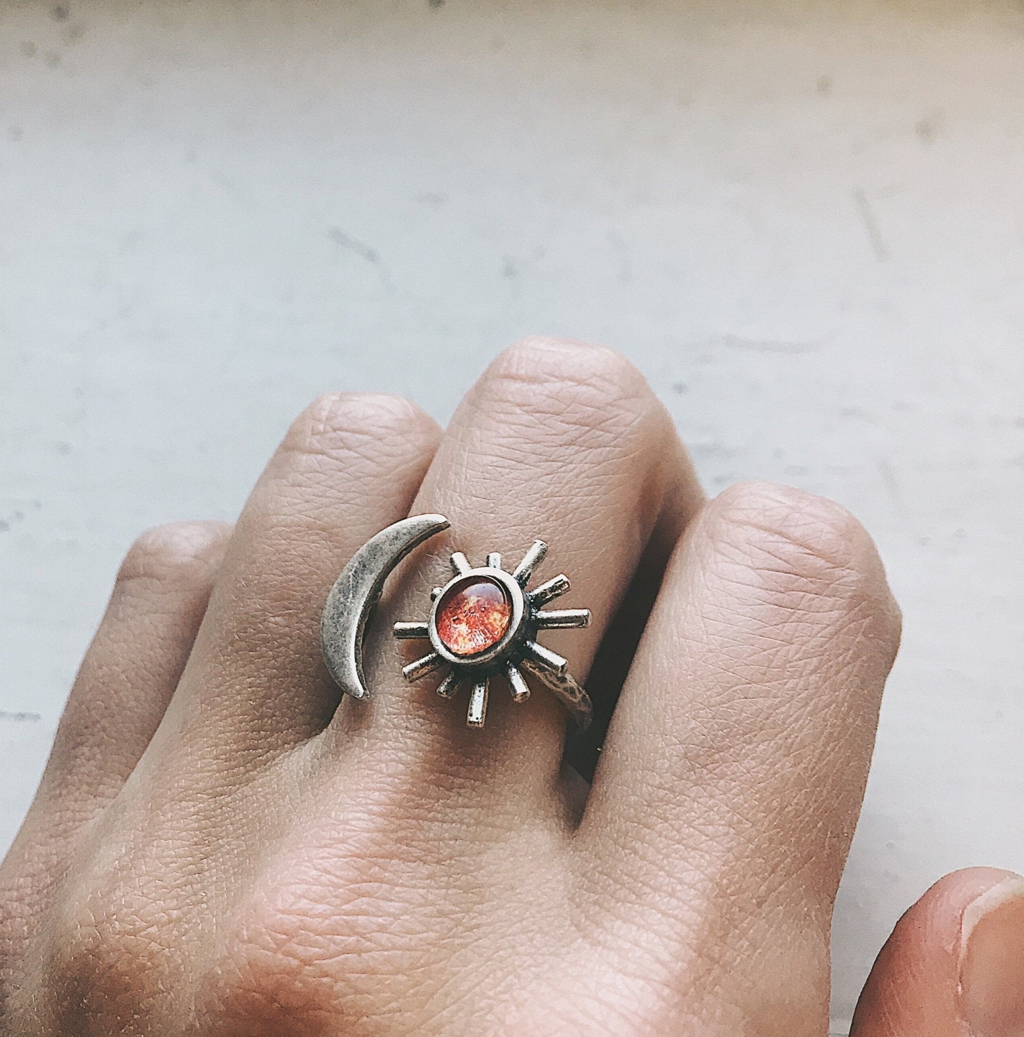 Sun and Moon Sculptural Statement Ring - Addy Avenue