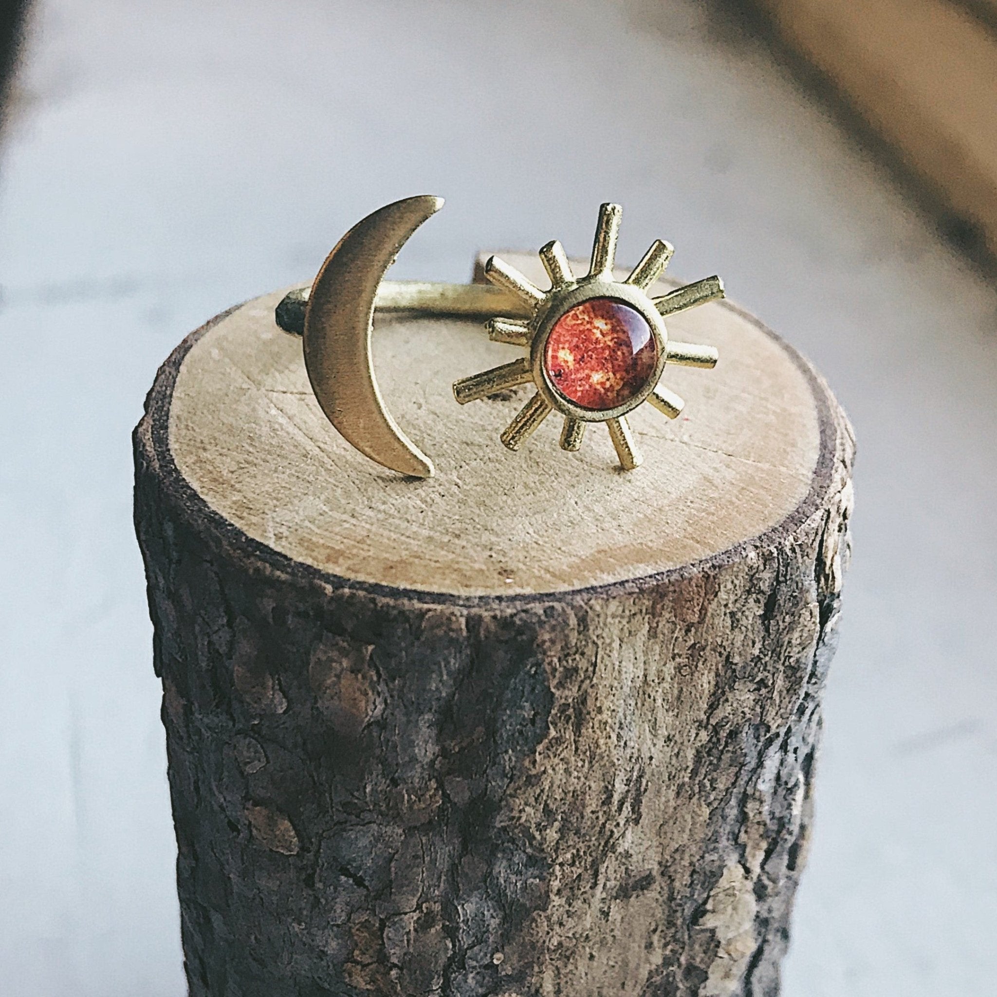 Sun and Moon Sculptural Statement Ring - Addy Avenue