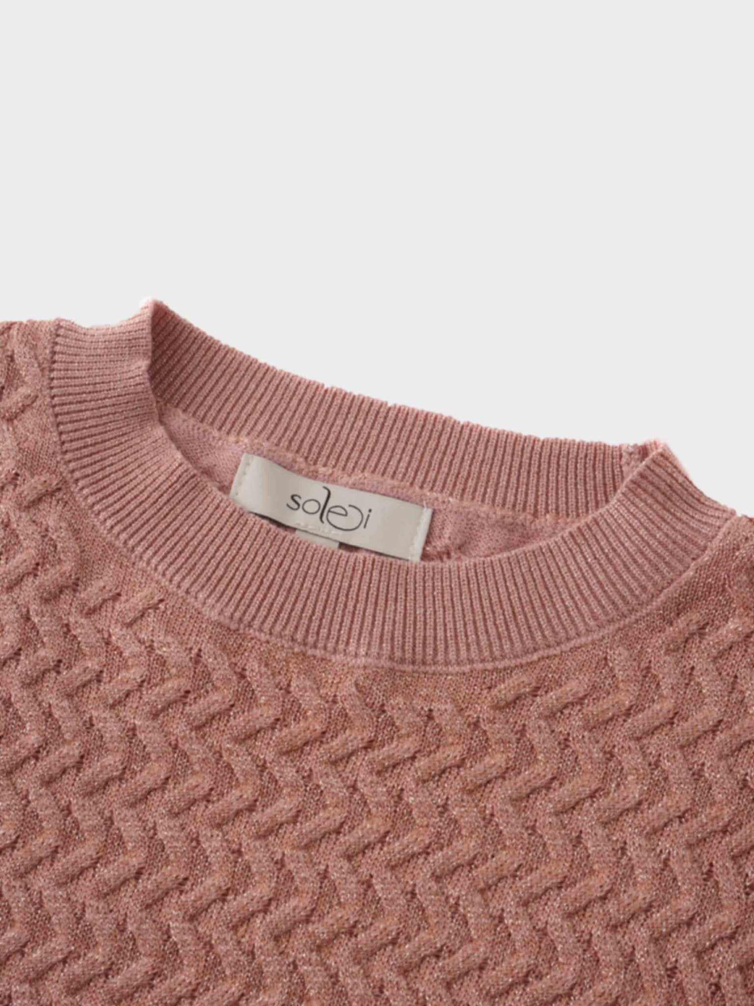 Textured Lurex Crew Sweater - Blush - Addy Avenue