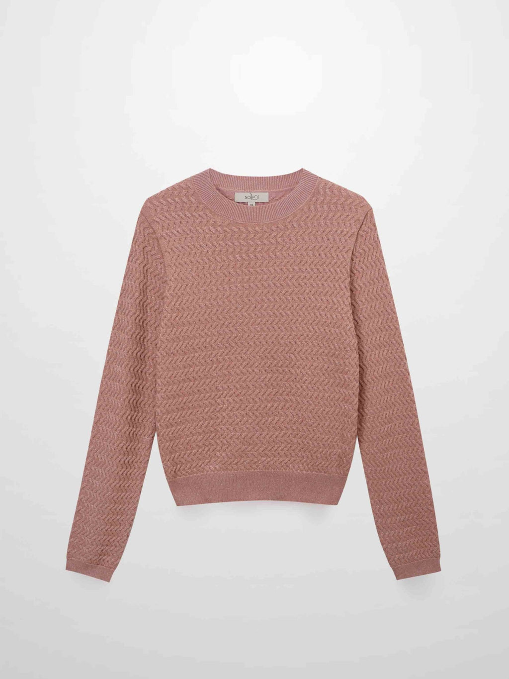 Textured Lurex Crew Sweater - Blush - Addy Avenue