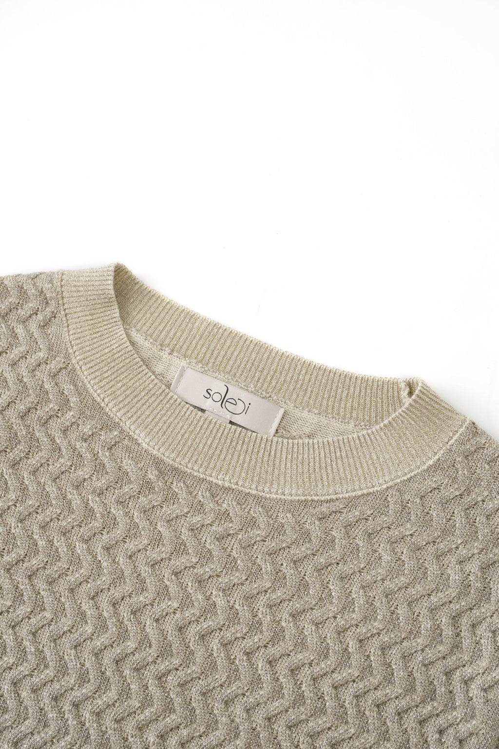 Textured Lurex Crew Sweater - Ivory - Addy Avenue