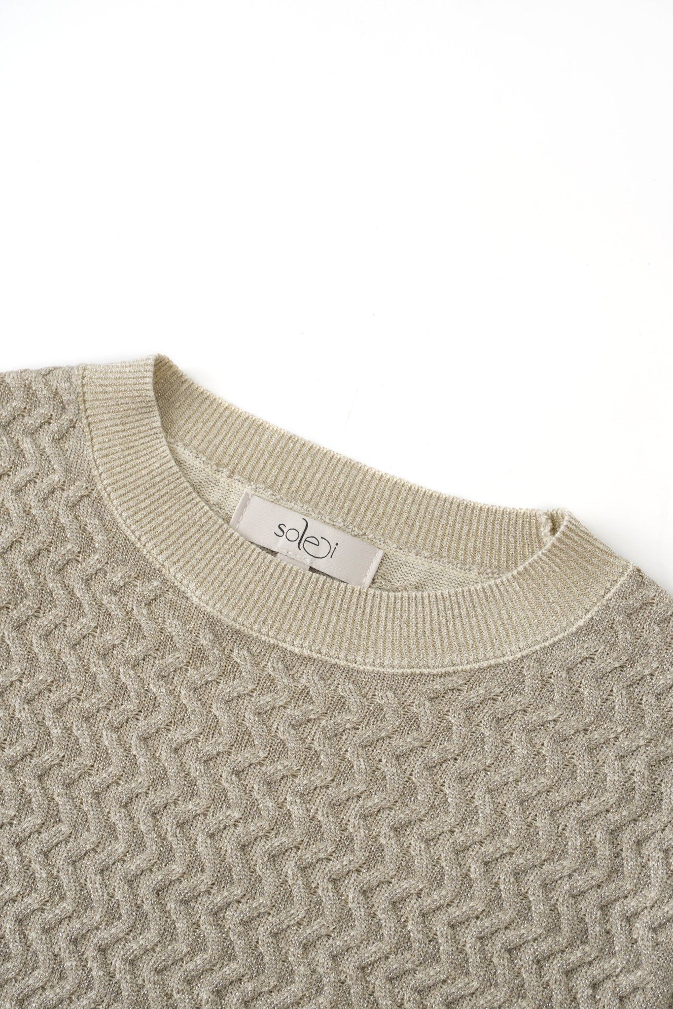 Textured Lurex Crew Sweater - Ivory - Addy Avenue