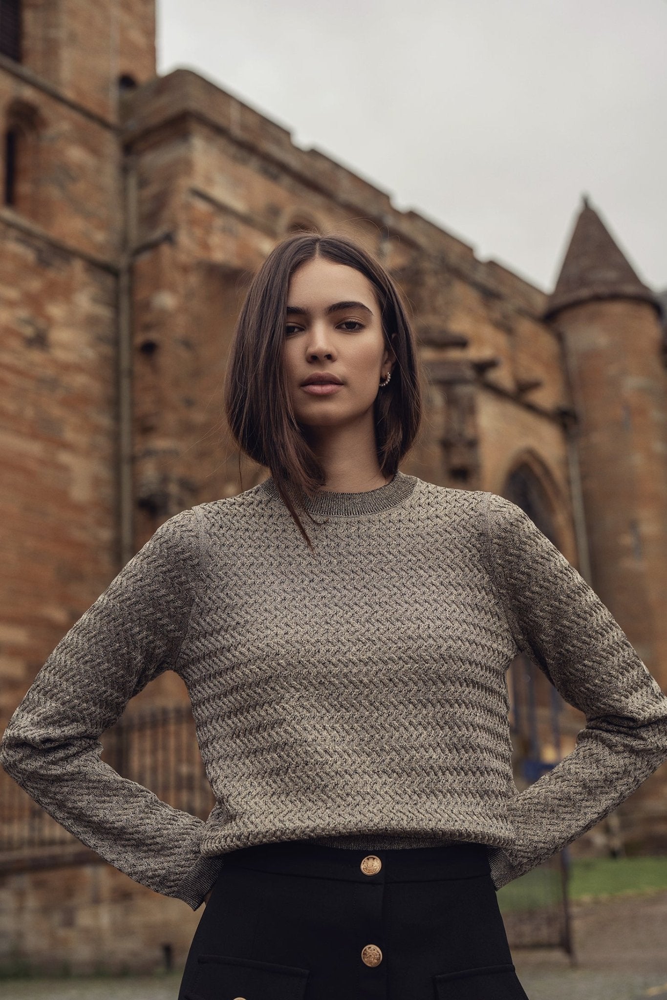 Textured Lurex Crew Sweater - Ivory - Addy Avenue