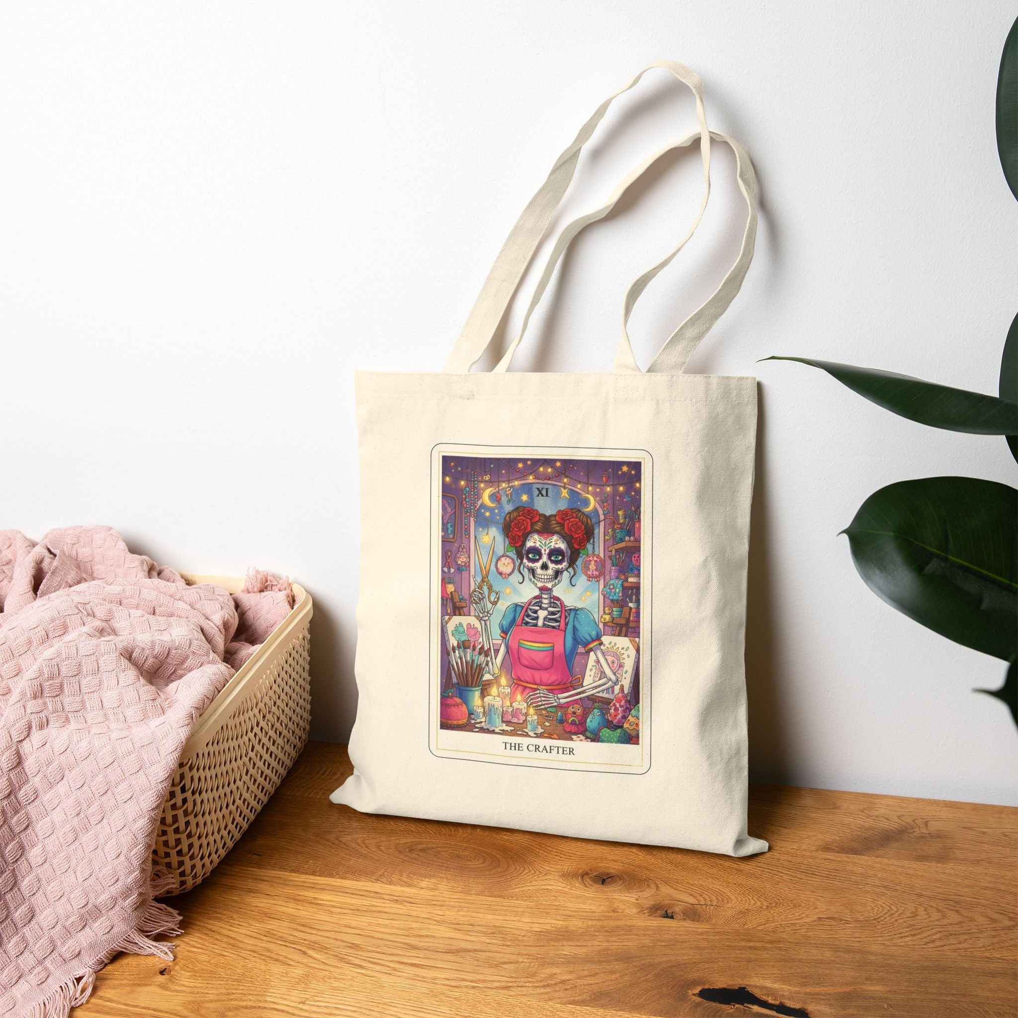 The Crafter Tarot Tote Bag | Witchy Tarot Art, Cotton Canvas - Addy Avenue