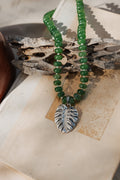 The Monsterra Necklace in Jade + Pearl Beads - Addy Avenue