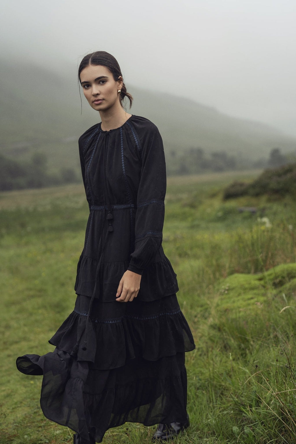 Tiered Dress - Black/Navy - Addy Avenue