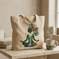 Tropical Yoga Silhouette Large Eco Tote | Botanical Meditation Design - Addy Avenue