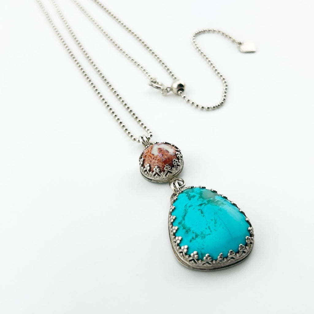Turquoise & Fire Opal Necklace - Addy Avenue