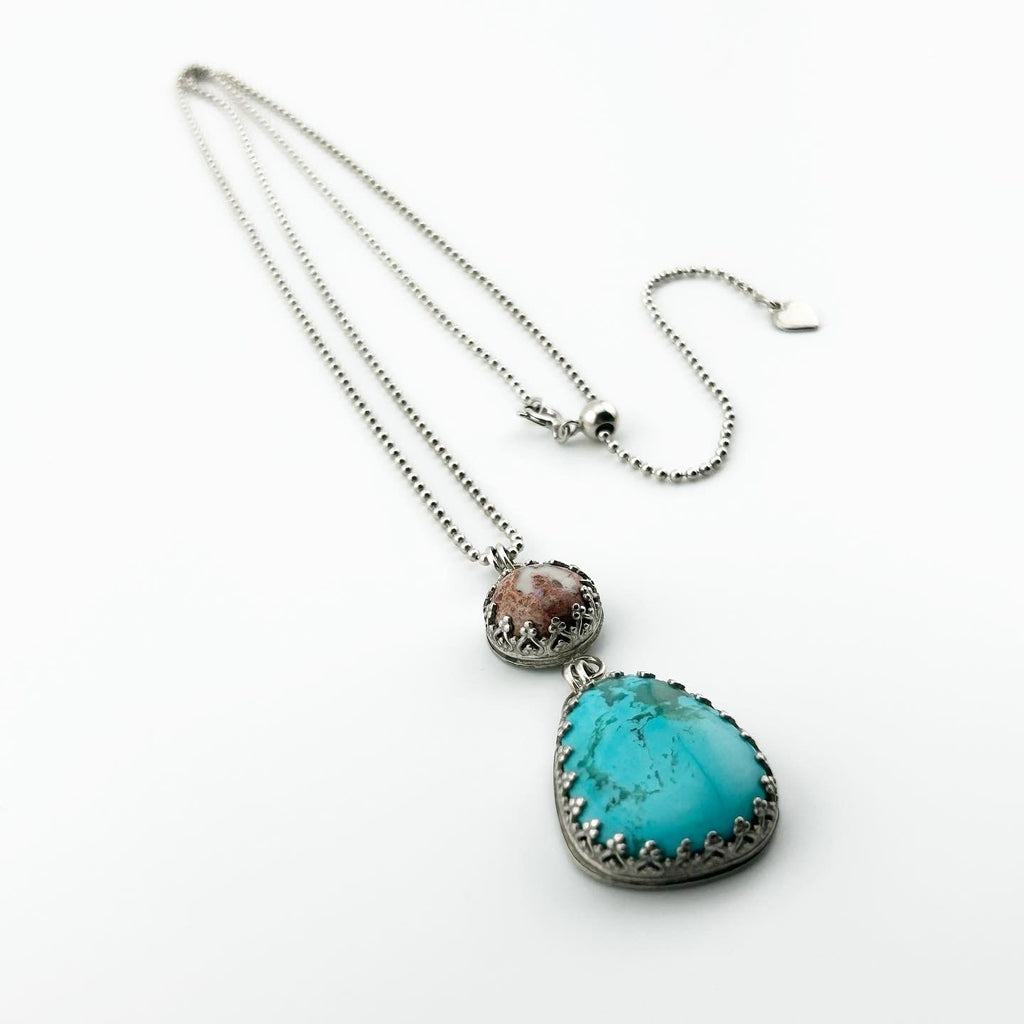 Turquoise & Fire Opal Necklace - Addy Avenue