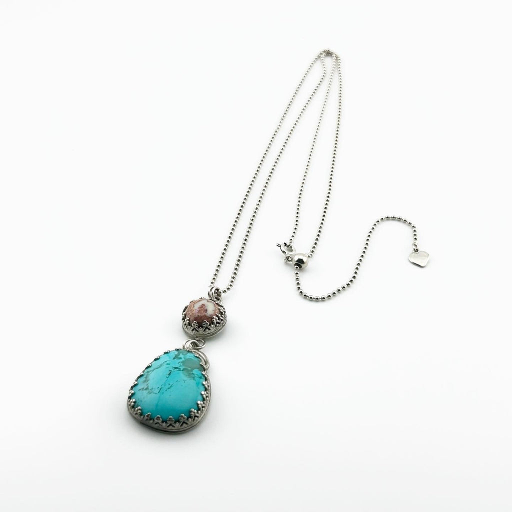 Turquoise & Fire Opal Necklace - Addy Avenue
