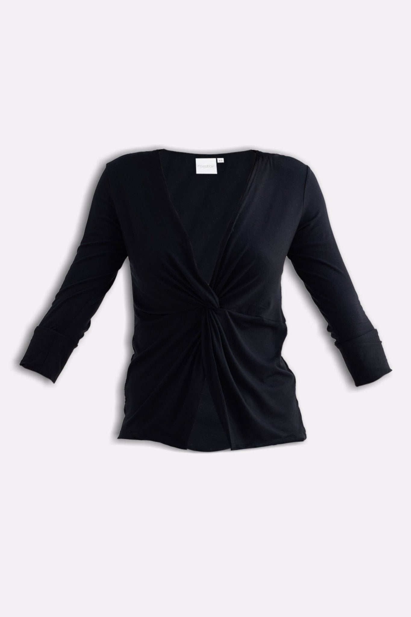 Twist Front Knit Shirt in Black - Addy Avenue