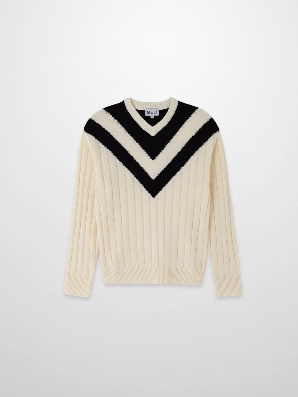 V Neck Stripe Sweater - Cream/Black - Addy Avenue