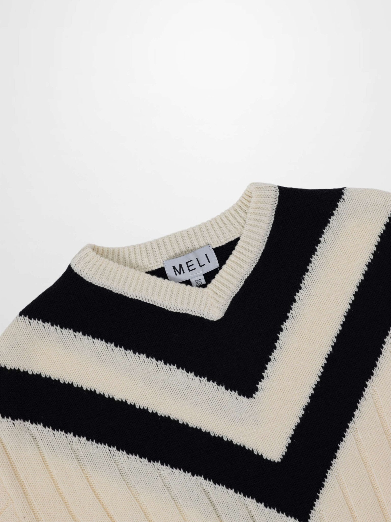 V Neck Stripe Sweater - Cream/Black - Addy Avenue