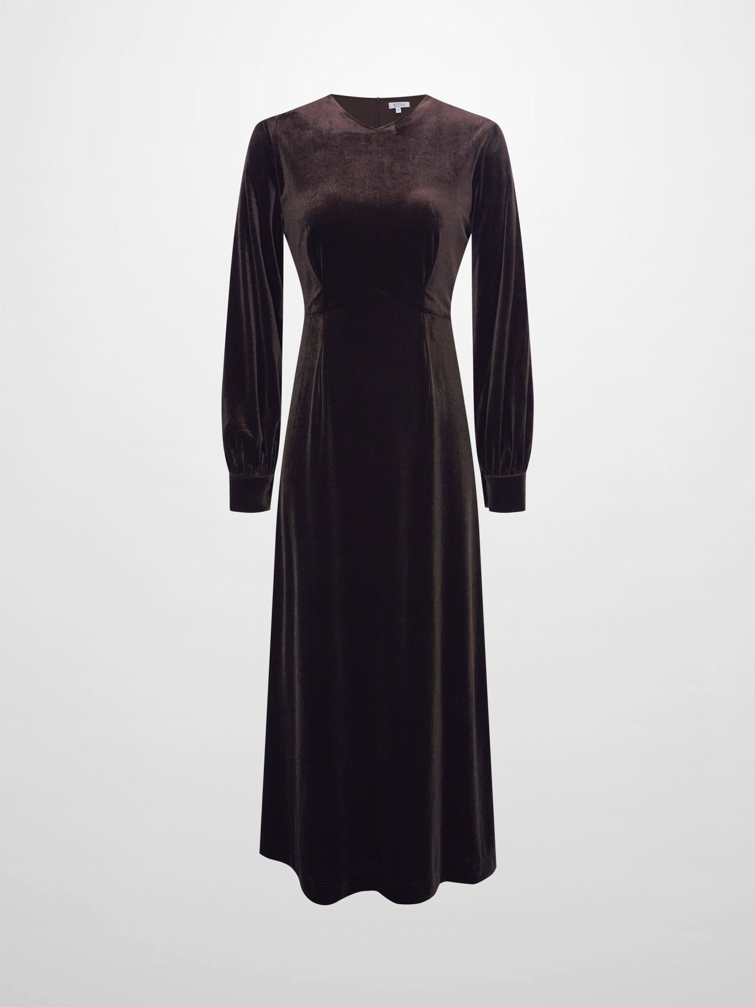 Velour Empire Waist Maxi Dress - Brown - Addy Avenue
