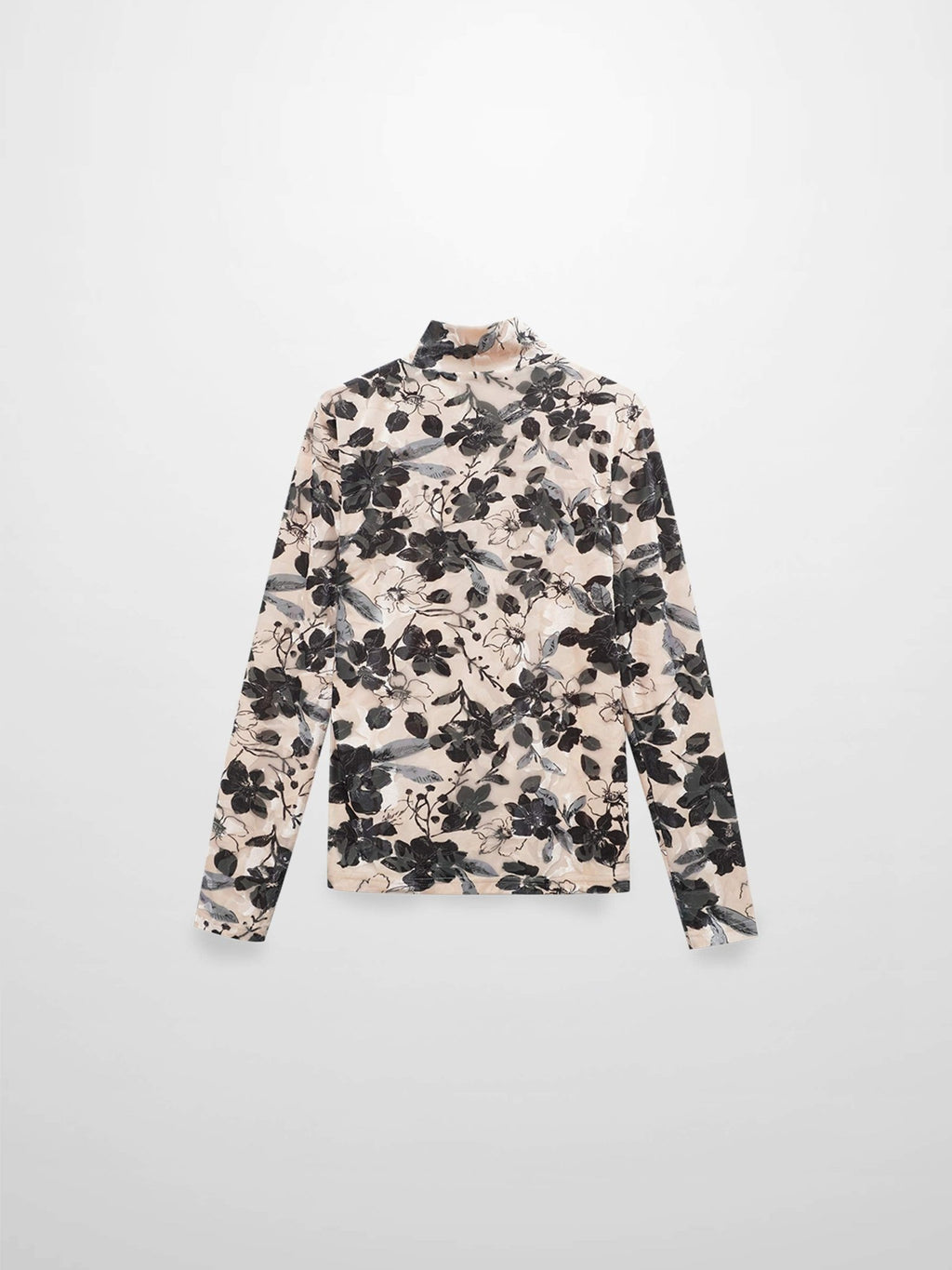 Velvet Printed Turtleneck - Floral - Addy Avenue