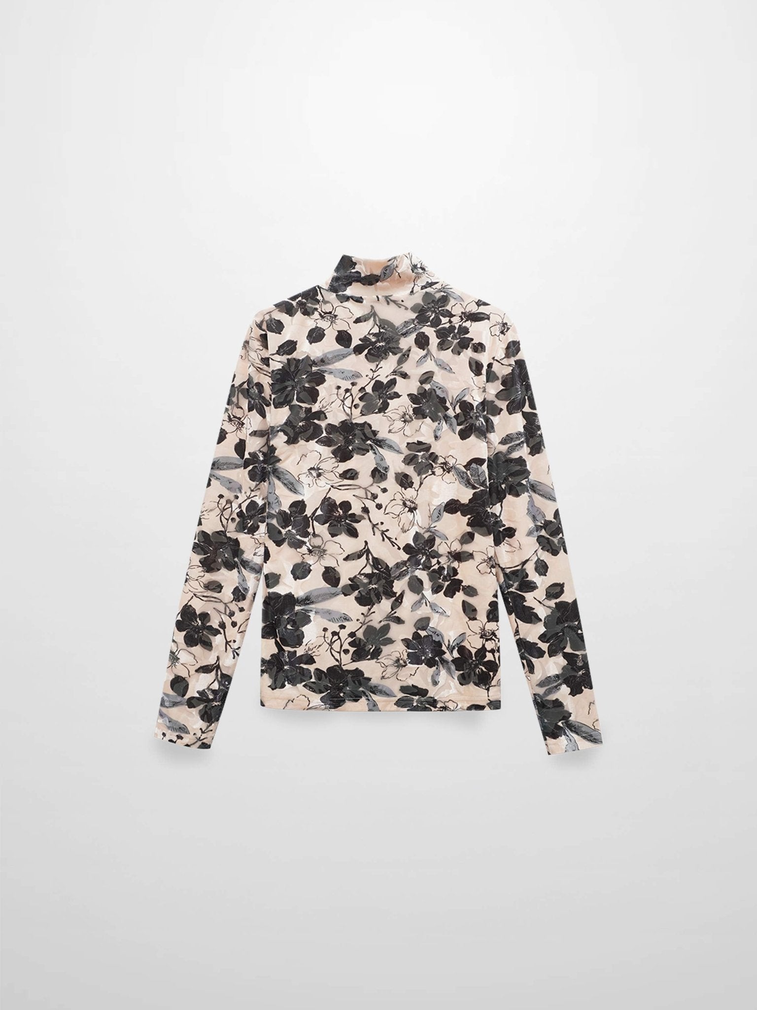 Velvet Printed Turtleneck - Floral - Addy Avenue
