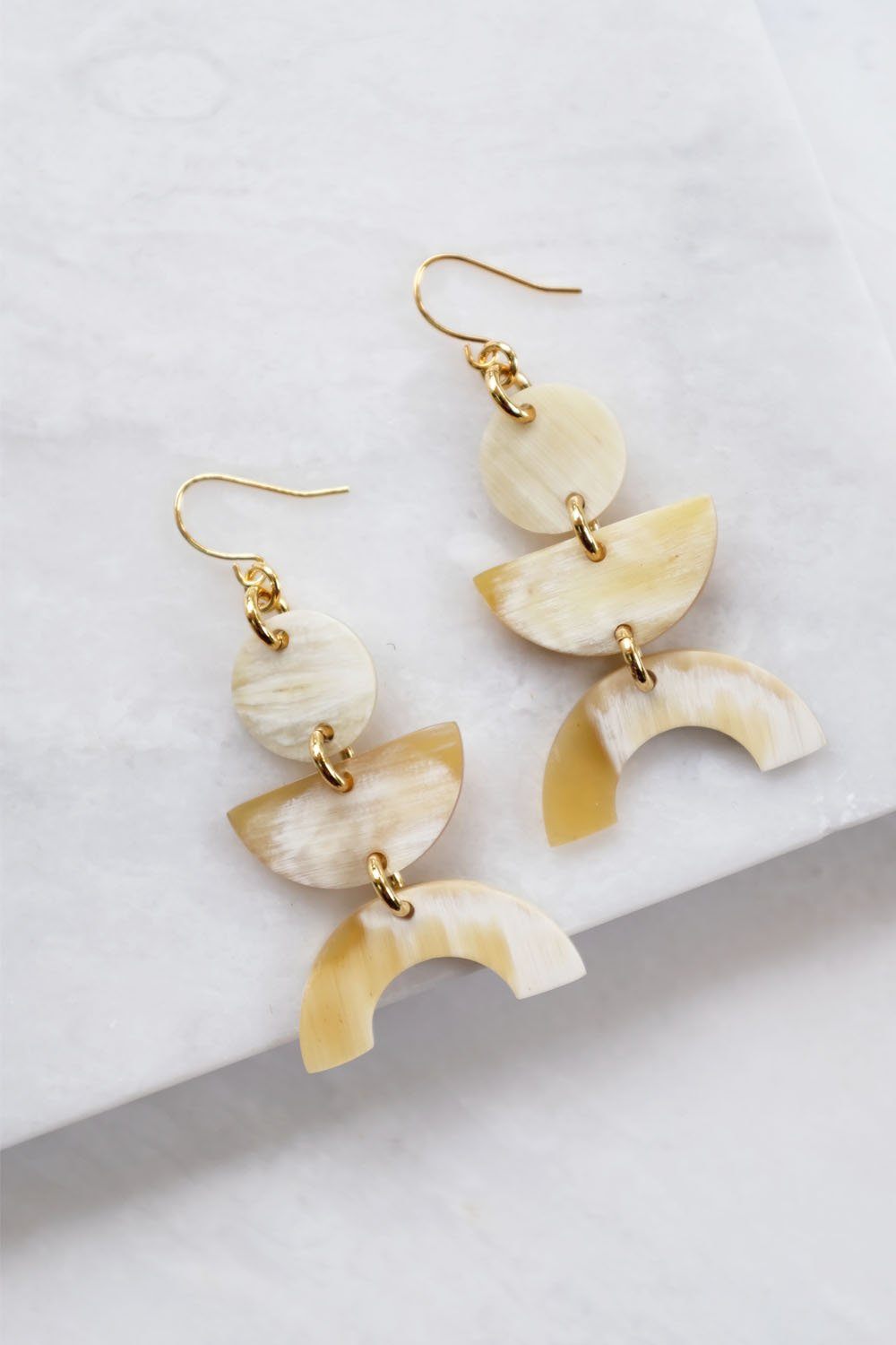 Vui Mung Geometric Buffalo Horn Statement Earrings - Addy Avenue