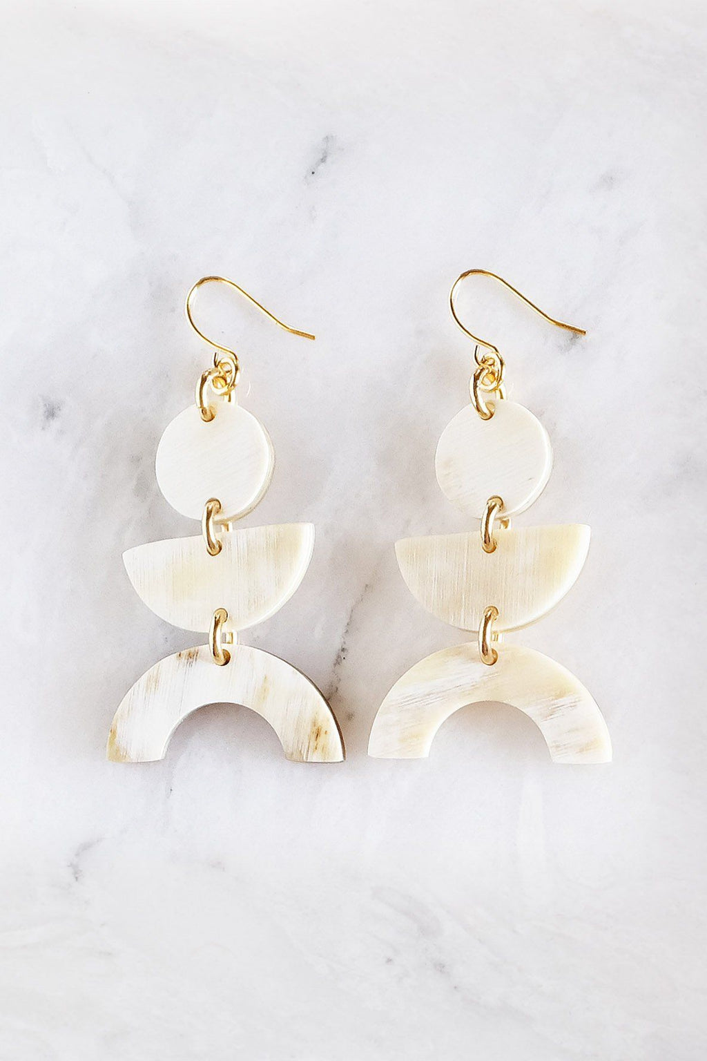 Vui Mung Geometric Buffalo Horn Statement Earrings - Addy Avenue