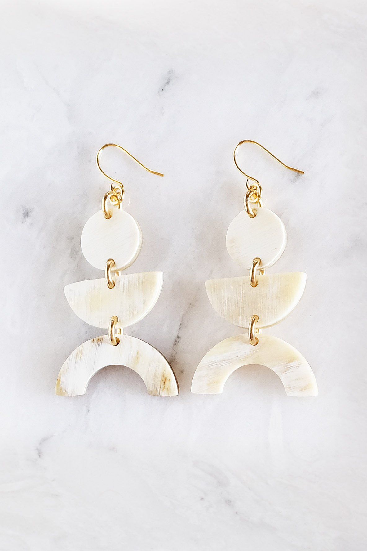 Vui Mung Geometric Buffalo Horn Statement Earrings - Addy Avenue