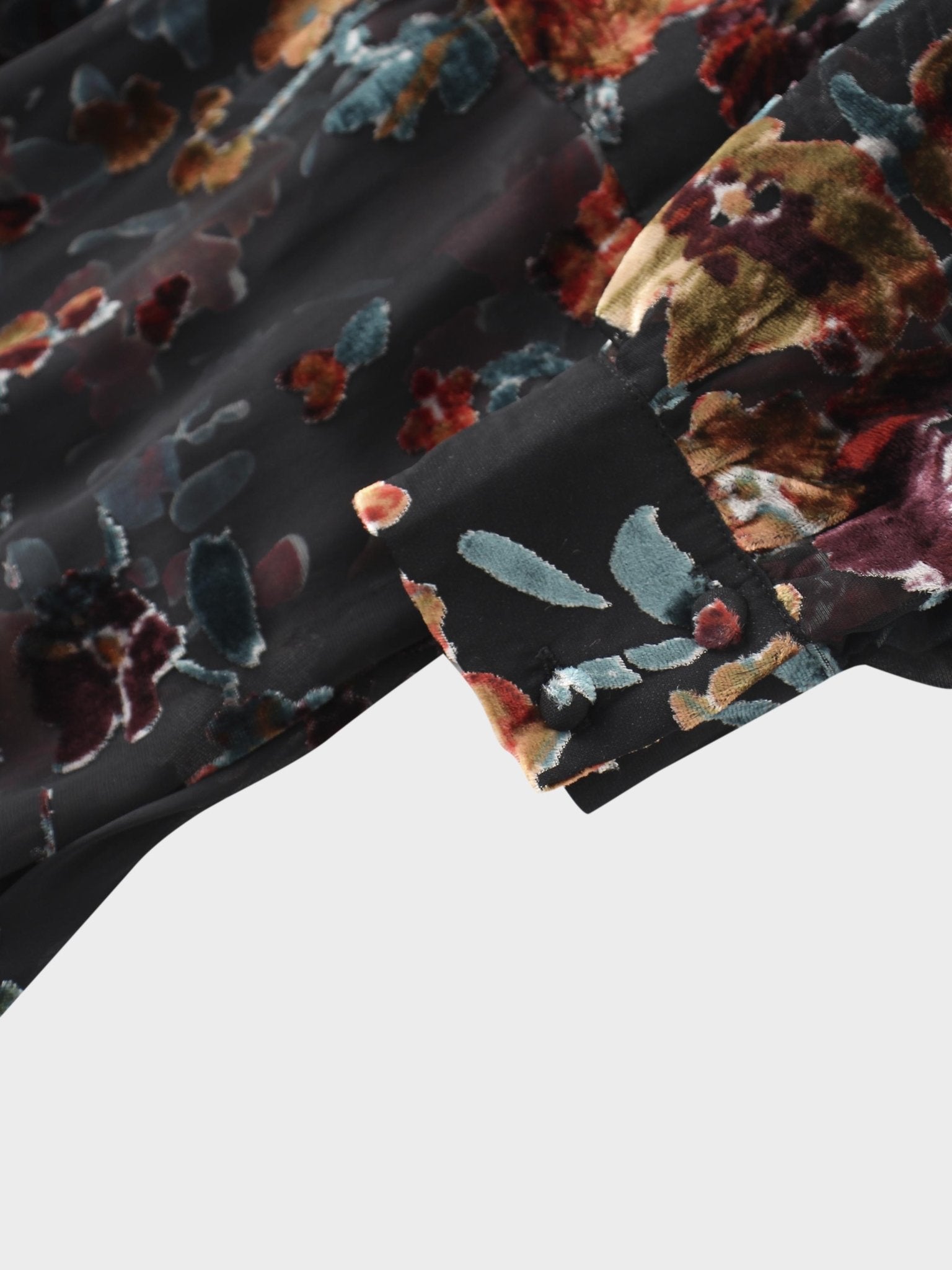 Waisted Yoke Dress - Colored Velvet Floral - Addy Avenue