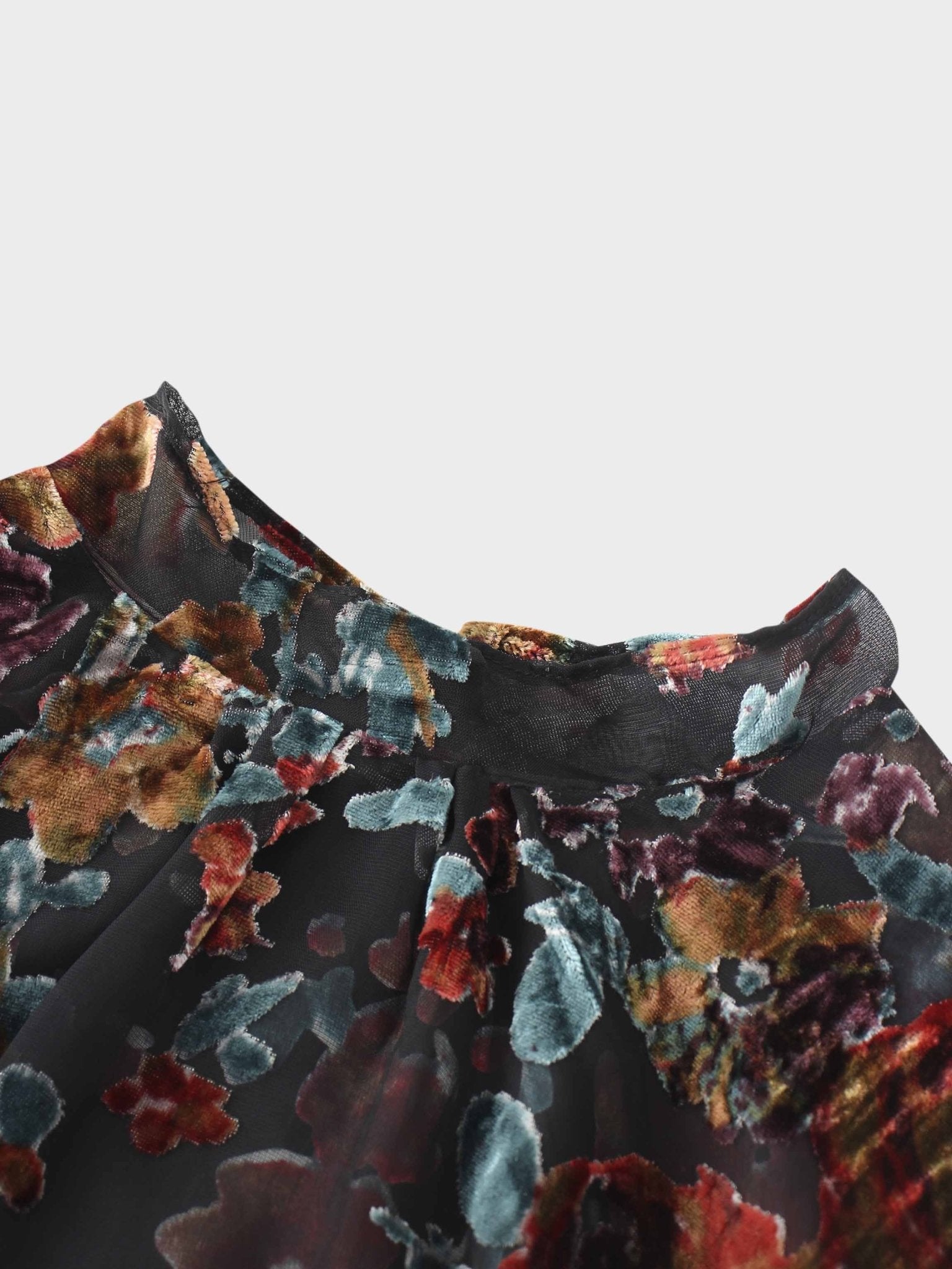 Waisted Yoke Dress - Colored Velvet Floral - Addy Avenue