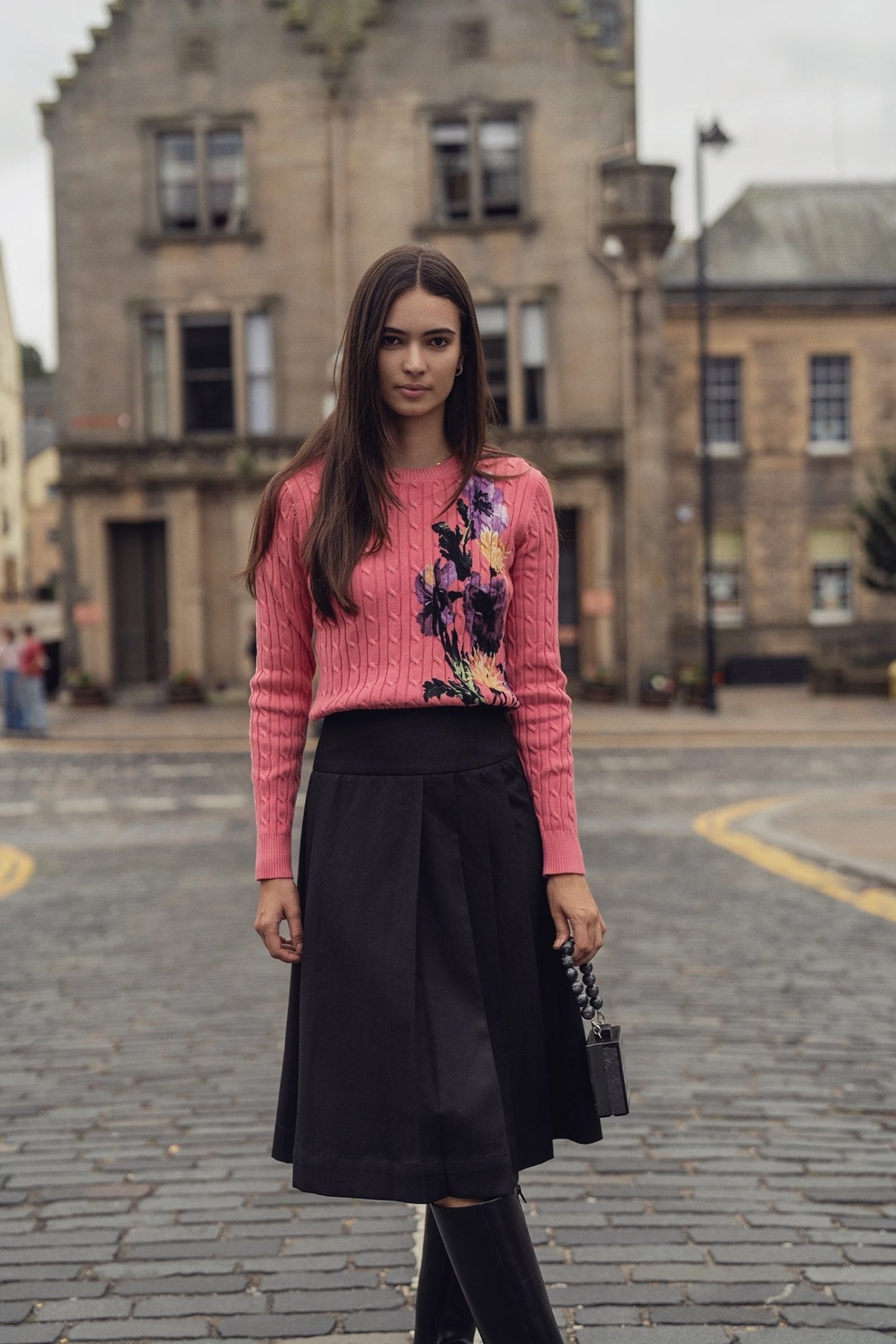 Yoke Pleated Skirt - Black - Addy Avenue