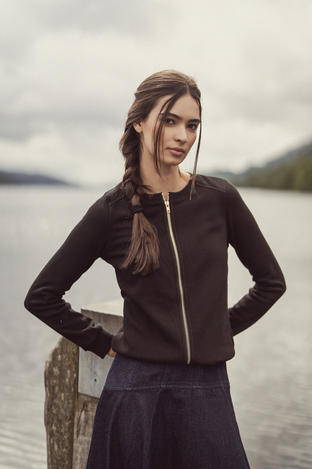 Zip Up Bomber Sweatshirt - Black - Addy Avenue